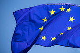 Fototapeta  - The flag of Europe waving in the wind