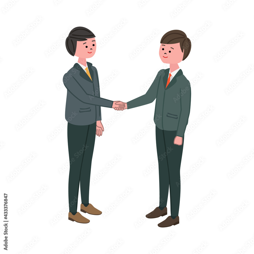 握手をしているビジネスマンの全身イラスト Stock Vector | Adobe Stock, image size:1000x1000