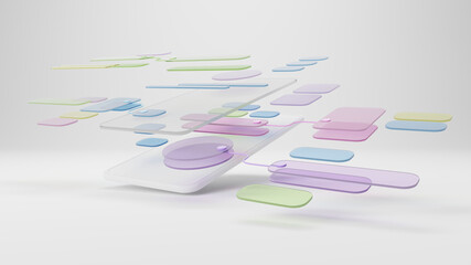 UX UI flowchart connection node graphic designer creative planning application process development data prototype wireframe for web mobile icon phone . User experience concept. 3d rendering.