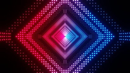 Wall Mural - 4k video animation of a beautiful sci-fi cube shape tunnel made up of pattern and texture, seamless 