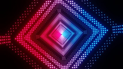 Wall Mural - 4K video animation of a beautiful sci-fi cube shape tunnel made up of pattern and texture with bouncing effect seamless loop motion graphics.