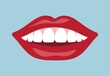 White teeth in a smile cartoon banner. Illustration in flat style.