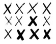 X black mark. Cross sign graphic symbol. Crossed brush strokes
