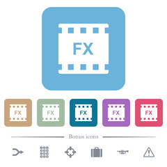 Poster - Movie effects flat icons on color rounded square backgrounds