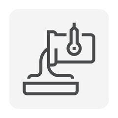 Casting process in metallurgy or metallurgical production industry vector icon. That manufacturing process in foundry, furnace or factory plant. To pouring hot liquid or molten metal into ingot mold.