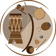 Set of capoeira instrument, instruments in a circle for web, t-shirt, flyer, clipart design, traditional capoeira orchestra, brasilian culture and art