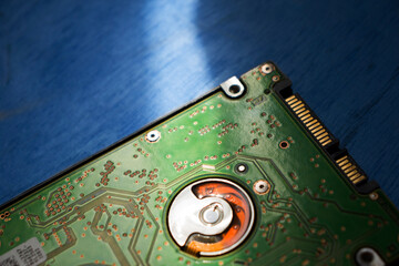  hard drive on a blue table