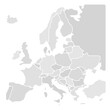 © pyty - Simplified map of Europe. Rounded shapes of states with smoothed border. Grey simple flat blank vector map.