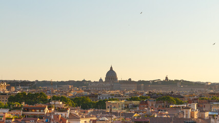 City of Rome, Italy, at sunset in summer