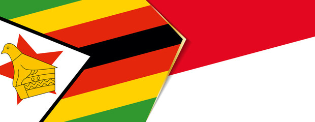 Wall Mural - Zimbabwe and Monaco flags, two vector flags.