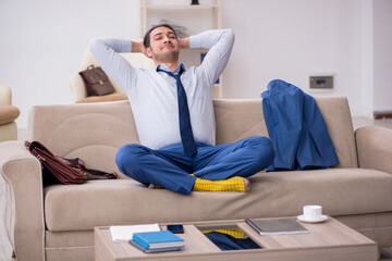 Wall Mural - Young businessman employee waiting for business meeting