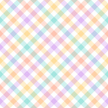 Vichy Pattern Spring Summer In Purple, Orange, Green, Yellow, White. Seamless Pastel Gingham Tartan Check Plaid Pattern For Gift Paper, Tablecloth, Picnic Blanket, Other Modern Textile Or Paper Print.