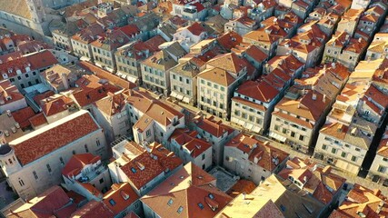 Wall Mural - dubrovnik, croatia. aerial view on old town. vacation and adventure. town and sea. top view from dro