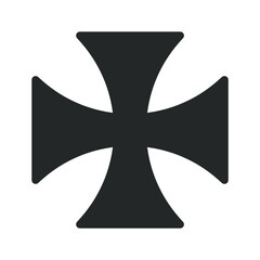 Cross vector shape symbol. Christianity sign. Christian religion icon. Catholic and protestant faith logo or image. Teutonic crusader label. Gothic crusade crucifix.