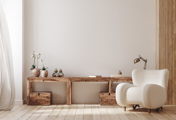 cozy farmhouse living room interior, 3d render