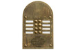 Old metal intercom cut out on white background. Isolated vintage object.