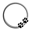 Dog footprints in round wreath shape, photo frame. - lovely vector decoration. Good for logo elements, posters, textiles, gifts, t shirts. Pet lover symbols.