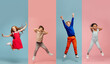 © master1305 - Art collage made of portraits of little and happy kids isolated on multicolored studio background. Human emotions, facial expression concept