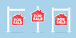 © Jessica - Set for sale sign. For sale sign with house in flat style.  Vector stock