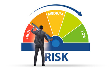 Businessman in risk metering and management concept