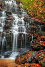 Issaqueena Falls During Autumn Season In Walhalla, South Carolina