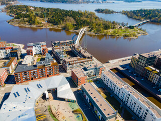 Wall Mural - Aerial view of Helsinki city. Sky and colorful buildings.	
