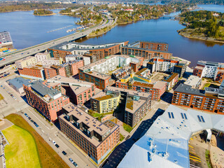 Wall Mural - Aerial view of Helsinki city. Sky and colorful buildings.	
