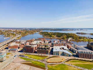 Wall Mural - Aerial view of Helsinki city. Sky and colorful buildings
