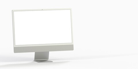 Computer display with blank white screen 3d.