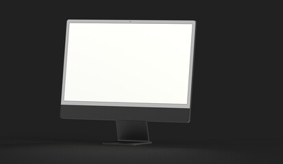 Realistic flat screen computer monitor 3de style mockup with blank screen isolated 3d