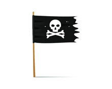Torn Pirate Flag Isolated On A White Background