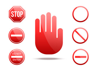 Wall Mural - stop sign icon,set of the restricted and dangerous vector signs.illustration of traffic road and sto