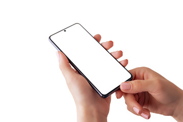 Aufkleber - Phone mockup in woman hands close-up. Isolated hands and phone screen