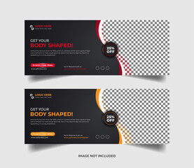 fitness gym social media cover or landscape banner design template premium vector ads