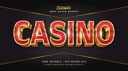 Wall Mural - luxury red and gold casino text with embossed effect. editable text style effect