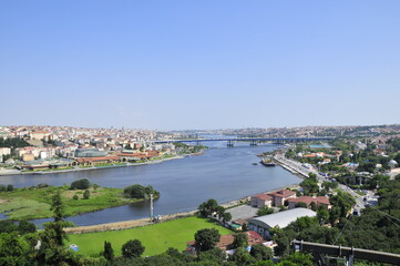 Wall Mural - Golden Horn from Pierre Loti Hill. Eyup, Istanbul, Turkey. 