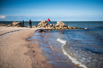 Poster - Cape Kolka with stones and Baltic sea, Kolka, Latvia.