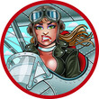 Retro Aviator woman flying airplane