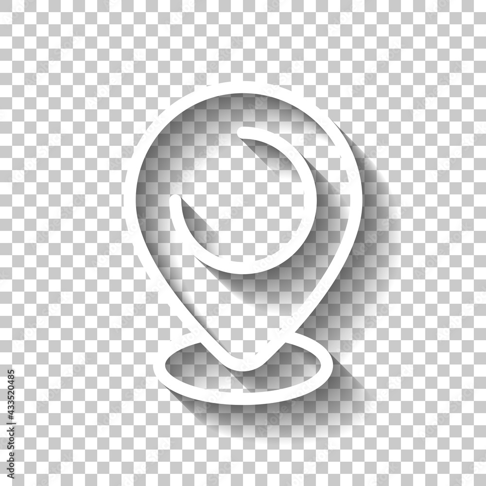 Location point, map marker, simple pin icon. White linear icon with ...