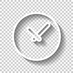 Wall Mural - timer in circle, simple clock or watch, time icon. white linear icon with editable stroke and shadow