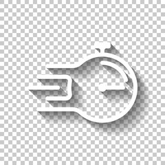 Wall Mural - stopwatch or timer, simple icon. white linear icon with editable stroke and shadow on transparent ba