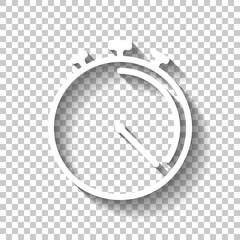 Wall Mural - stopwatch or timer, simple icon. white linear icon with editable stroke and shadow on transparent ba
