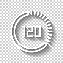 Wall Mural - stopwatch or timer, simple icon. white linear icon with editable stroke and shadow on transparent ba