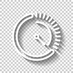 Wall Mural - stopwatch or timer, simple icon. white linear icon with editable stroke and shadow on transparent ba