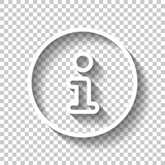 Info symbol in rounded cloud, simple icon. White linear icon with editable stroke and shadow on transparent background