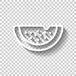 © fokas.pokas - A piece of watermelon, simple icon of food. White linear icon with editable stroke and shadow on transparent background