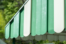 Weathered Green And White Aluminum Awning Outdoors