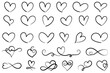 Hearts hand drawn vector illustration set collection isolated