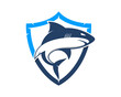 Shark in the blue shield logo