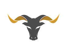 Goat Head With Golden Horn Vector Illustration